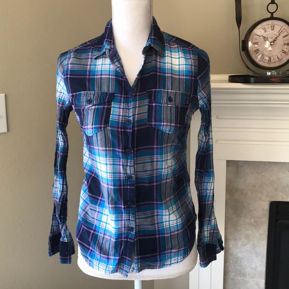 Aeropostale burton up shirt blue purple